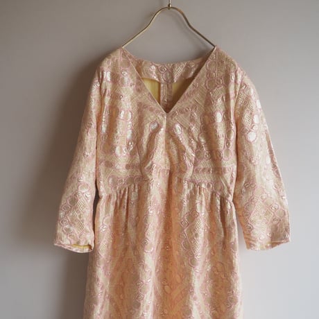 60〜70s metallic brocade maxi dress