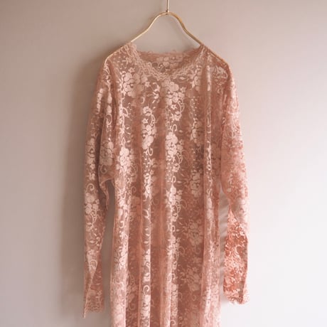 80s〜 tulle lace maxi dress