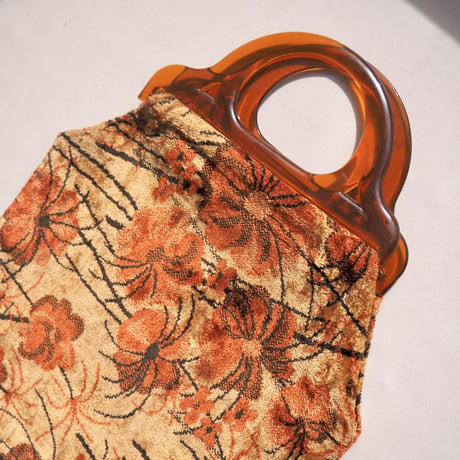 60〜70s plastic handle tapestry bag