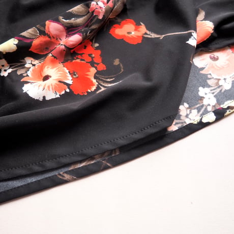 70〜80s floral maxi flare skirt