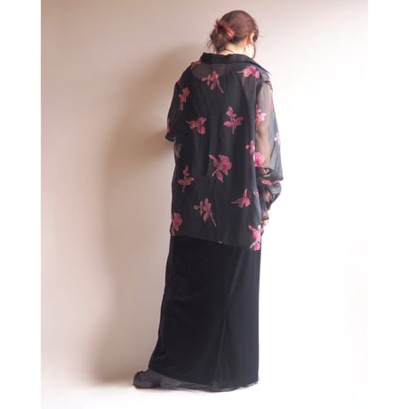"Jennifer Moore" floral oversized sheer blouse