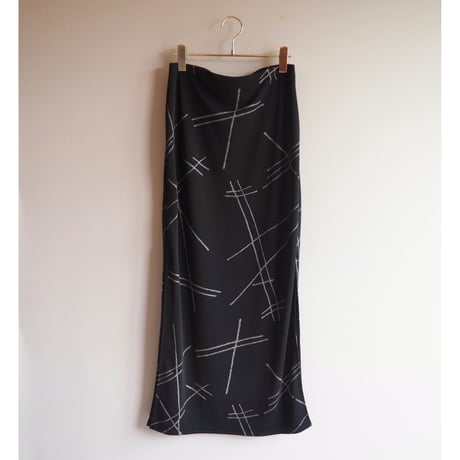 "GANTOS" abstract print side slit maxi skirt