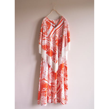 70s floral cape sleeveless maxi dress