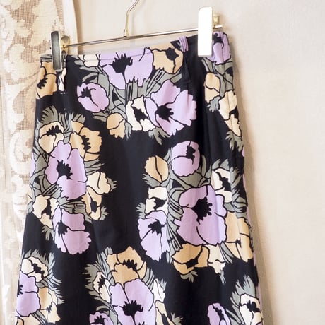 70s floral cotton maxi skirt