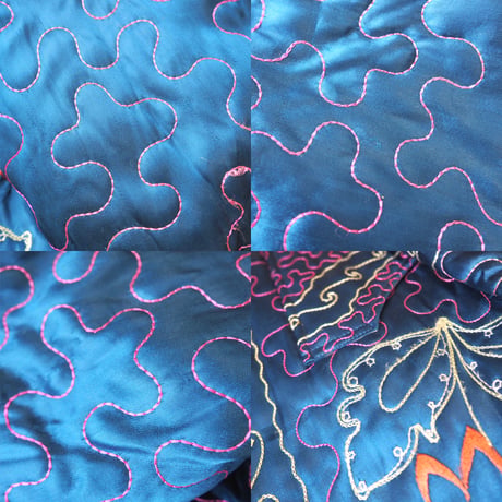 50〜60s chinese embroidered quilt jacket (blue)