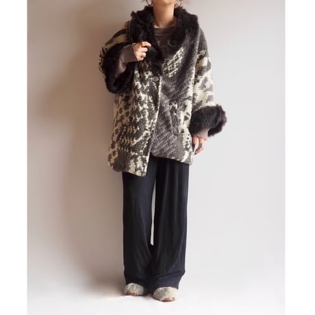 vintage woven abstract poncho coat