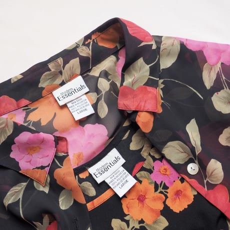 90s floral sheer blouse & tops set