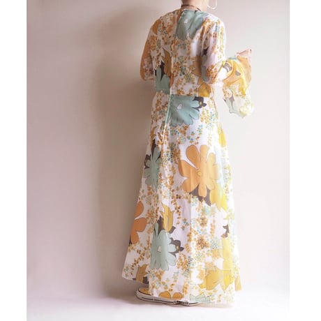 70s floral sheer maxi dress