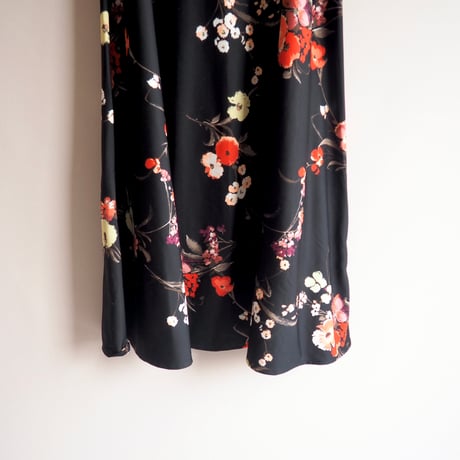 70〜80s floral maxi flare skirt