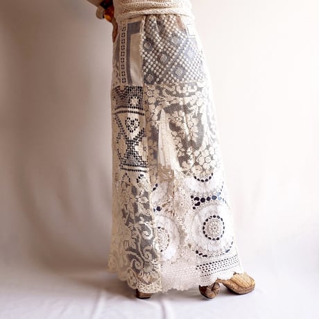 original remake lace patchwork maxi skirt B
