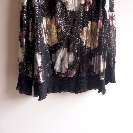 70〜80s "Andree Gaye" metallic floral blouse