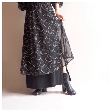80〜90s dot sheer midi shirt dress