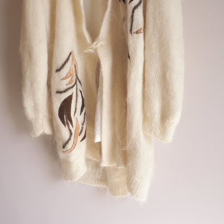 vintage floral design fuzzy long cardigan