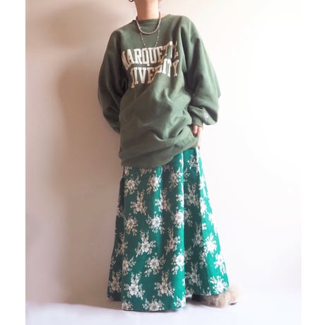 70s floral jacquard maxi skirt