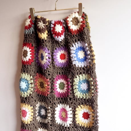 original remake granny square maxi skirt
