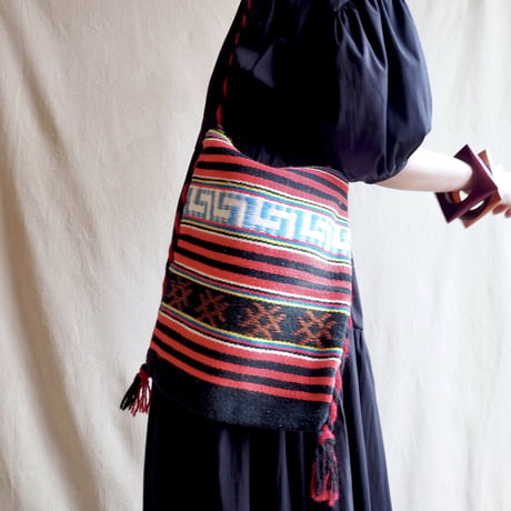 90s Greece fringe rug bag