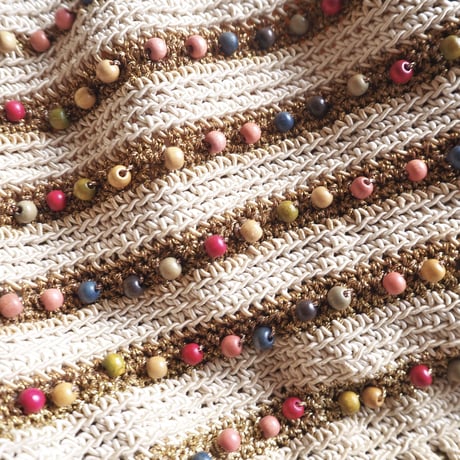 60s old plastic×crochet beads bag