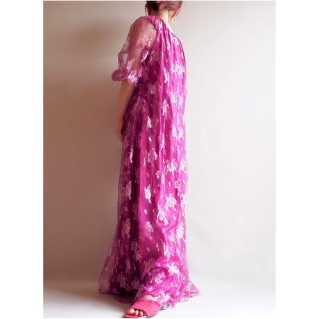 80s purple tulle lace maxi dress
