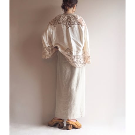 "LANDHAUS" linen design folk maxi skirt