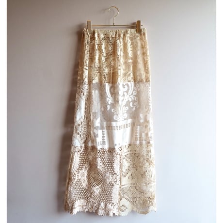 original remake lace patchwork maxi skirt A