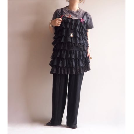 60s〜 "Jeri Morton" lingerie lace ruffle dress