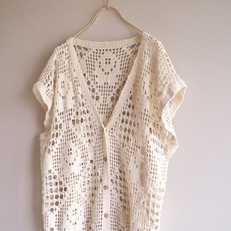 vintage floral crochet vest