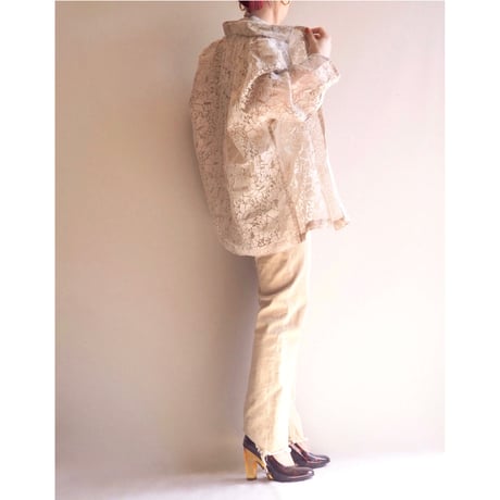 "Notations" floral sheer blouse