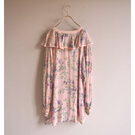 80s "Diane Freis" floral silk ruffle blouse