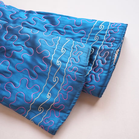 50〜60s chinese embroidered quilt jacket (blue)