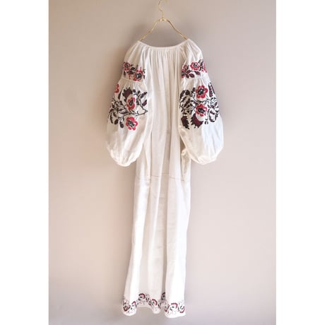 vintage ukrainian embroidered maxi dress