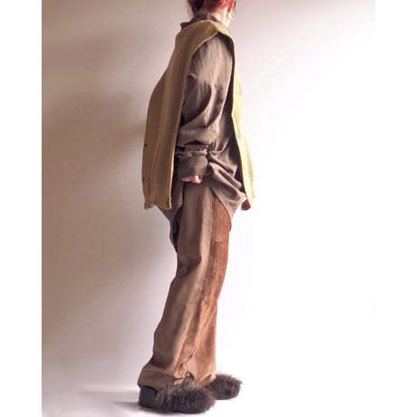 90s knit × leather design poncho vest
