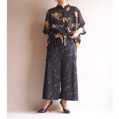 "Jean Claire" sheer floral blouse