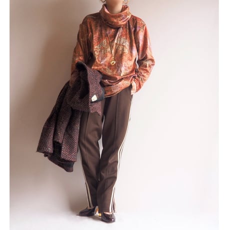90s abstract turtleneck velours tops