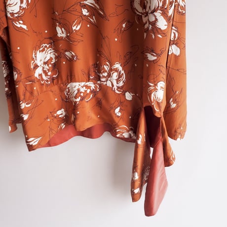 90s terracotta brown floral blouse