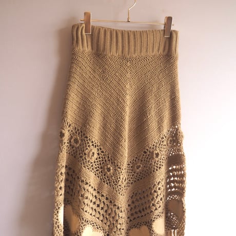 vintage crochet fringe maxi skirt