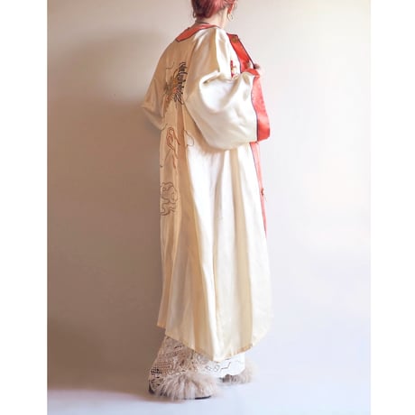 40s dragon embroidered silk robe