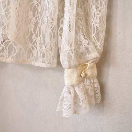 70〜80s ruffle lace blouse
