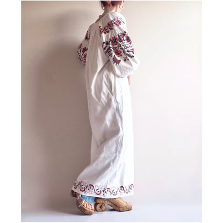 vintage ukrainian embroidered maxi dress