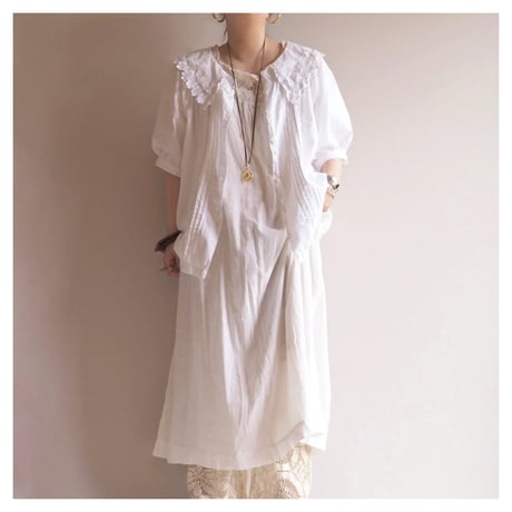 80〜90s lace collar cotton folk blouse