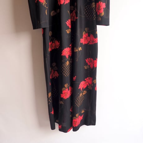 70s〜 floral l/s maxi dress