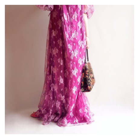 80s purple tulle lace maxi dress