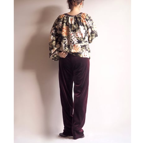 70〜80s metallic floral blouse