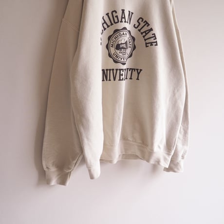 90s beige college print sweat