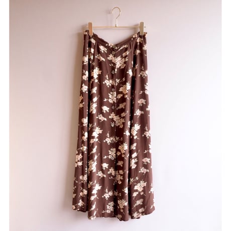 80s viscose floral maxi skirt