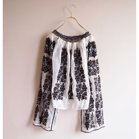 50s romanian sheer embroidered blouse