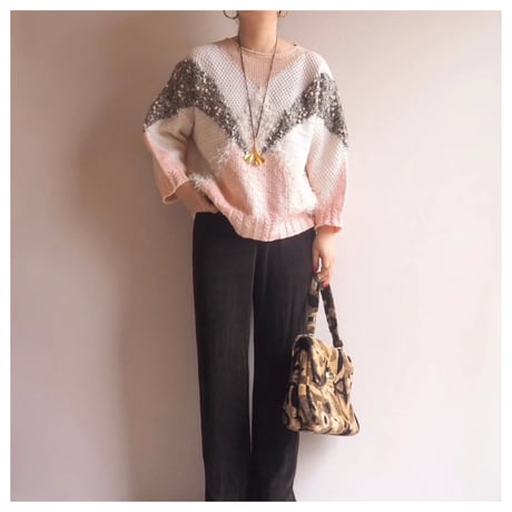 80〜90s shaggy design sweater