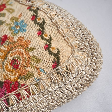 70s "Miriam LEFCOURT" lucite tapestry bag