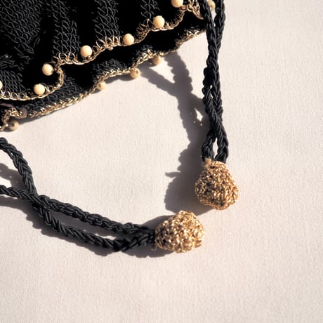 50〜60s beads drawstring woven bag