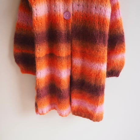 vintage warm color fuzzy long cardigan