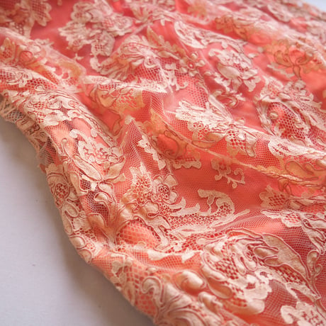 60〜70s coral pink lace maxi dress
